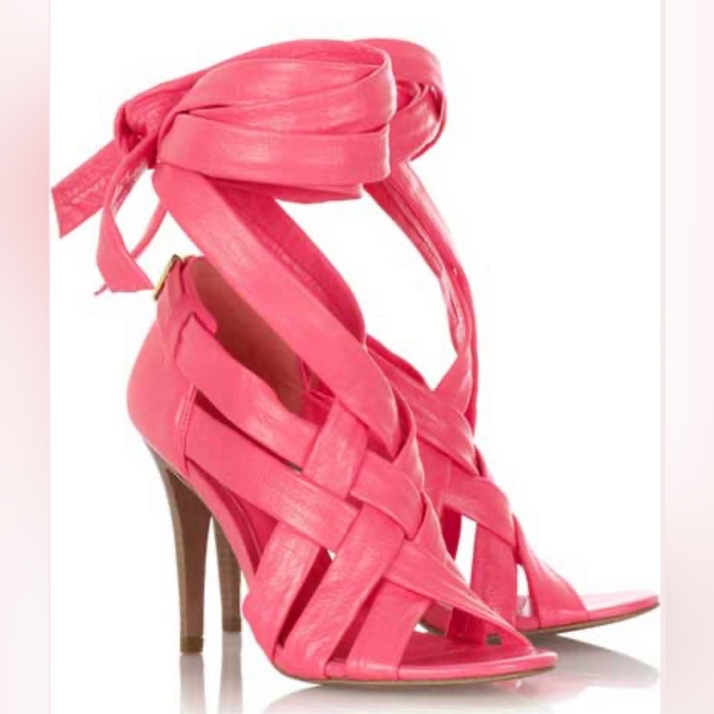 Tory Burch Wrap Up Heels in Lipstick Pink